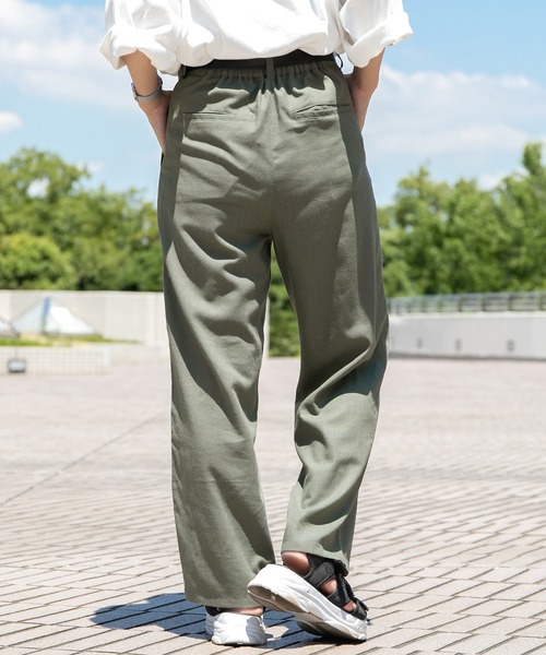 PairPair(ペアペア)の「コットンリネントラウザーパンツ/セットアップ対応(ユニセックス)(スラックス・レディース・ライトブラウン/ライトカーキ/グレイッシュブルー・MEDIUM/LARGE)」の9枚目の写真