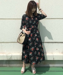 セール ブランド古着 Pageboy ページボーイのシャツワンピース 花柄 ボタニカル柄 古着通販 Zozoused