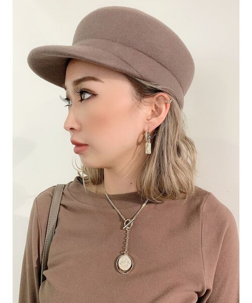 GYDA(ジェイダ)の「フェルトジョッキーキャップ(キャップ・レディース・ベージュ/ブラック・FREE)」の8枚目の写真