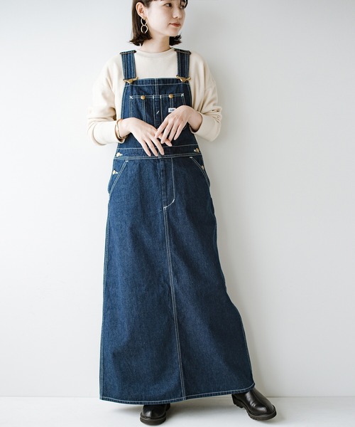 haco!（ハコ）の「LadyLee シンプルなトップスと合わせるだけでこなれ見え 大人に似合うオーバーオールスカート（サロペット/オーバーオール・レディース・ブラック/インディゴブルー/ブラウン・MEDIUM/SMALL）」の3枚目の写真