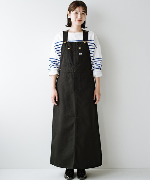 haco!（ハコ）の「LadyLee シンプルなトップスと合わせるだけでこなれ見え 大人に似合うオーバーオールスカート（サロペット/オーバーオール・レディース・ブラック/インディゴブルー/ブラウン・MEDIUM/SMALL）」の18枚目の写真