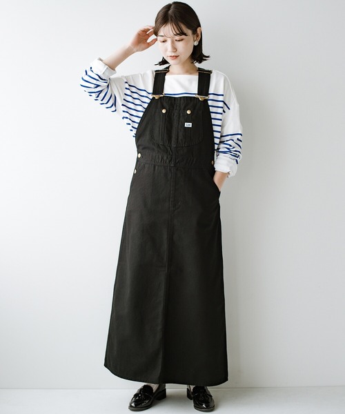haco!（ハコ）の「LadyLee シンプルなトップスと合わせるだけでこなれ見え 大人に似合うオーバーオールスカート（サロペット/オーバーオール・レディース・ブラック/インディゴブルー/ブラウン・MEDIUM/SMALL）」の19枚目の写真