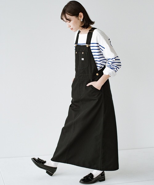 haco!（ハコ）の「LadyLee シンプルなトップスと合わせるだけでこなれ見え 大人に似合うオーバーオールスカート（サロペット/オーバーオール・レディース・ブラック/インディゴブルー/ブラウン・MEDIUM/SMALL）」の5枚目の写真