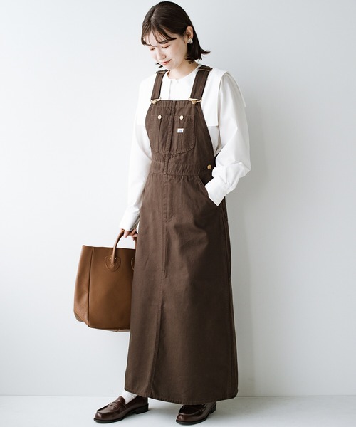 haco!（ハコ）の「LadyLee シンプルなトップスと合わせるだけでこなれ見え 大人に似合うオーバーオールスカート（サロペット/オーバーオール・レディース・ブラック/インディゴブルー/ブラウン・MEDIUM/SMALL）」の6枚目の写真