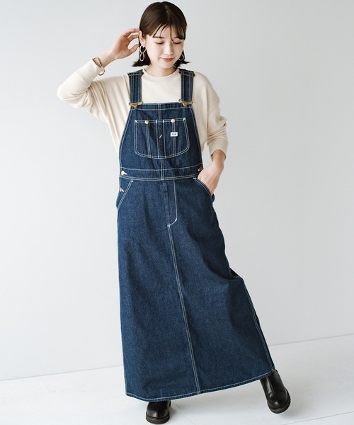haco!（ハコ）の「LadyLee シンプルなトップスと合わせるだけでこなれ見え 大人に似合うオーバーオールスカート（サロペット/オーバーオール・レディース・ブラック/インディゴブルー/ブラウン・MEDIUM/SMALL）」の10枚目の写真