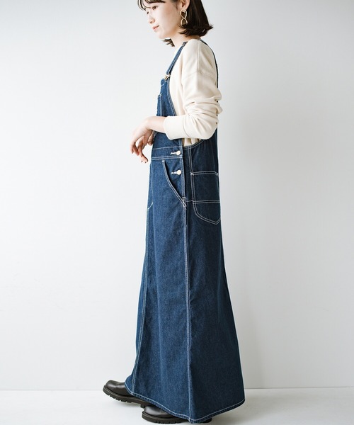 haco!（ハコ）の「LadyLee シンプルなトップスと合わせるだけでこなれ見え 大人に似合うオーバーオールスカート（サロペット/オーバーオール・レディース・ブラック/インディゴブルー/ブラウン・MEDIUM/SMALL）」の7枚目の写真