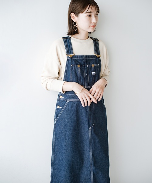 haco!（ハコ）の「LadyLee シンプルなトップスと合わせるだけでこなれ見え 大人に似合うオーバーオールスカート（サロペット/オーバーオール・レディース・ブラック/インディゴブルー/ブラウン・MEDIUM/SMALL）」の8枚目の写真
