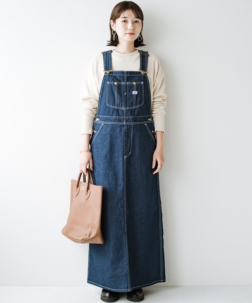haco!（ハコ）の「LadyLee シンプルなトップスと合わせるだけでこなれ見え 大人に似合うオーバーオールスカート（サロペット/オーバーオール・レディース・ブラック/インディゴブルー/ブラウン・MEDIUM/SMALL）」の11枚目の写真