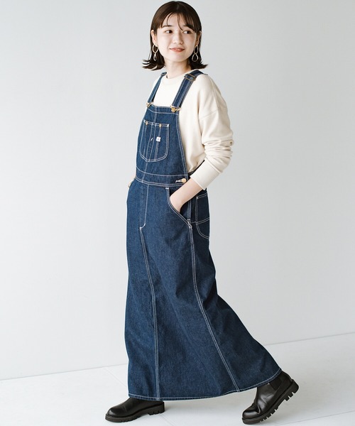 haco!（ハコ）の「LadyLee シンプルなトップスと合わせるだけでこなれ見え 大人に似合うオーバーオールスカート（サロペット/オーバーオール・レディース・ブラック/インディゴブルー/ブラウン・MEDIUM/SMALL）」の12枚目の写真