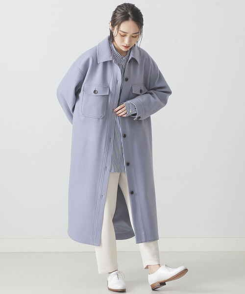 BEAMS LIGHTS（ビームスライツ）の「BEAMS LIGHTS / メルトン CPO コート（その他アウター・レディース・ネイビー/ブルー系その他/コーラル・ONE SIZE）」の2枚目の写真