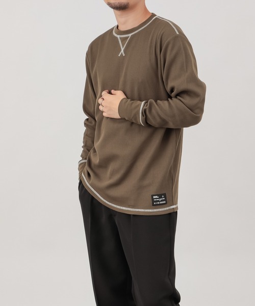 COLONY 2139（コロニートゥーワンスリーナイン）の「BIGピスネームワッフルガゼット付き長袖Tシャツ（Tシャツ/カットソー・メンズ・ホワイト/ブラック/グレー/カーキ・MEDIUM/LARGE/X-LARGE）」の10枚目の写真