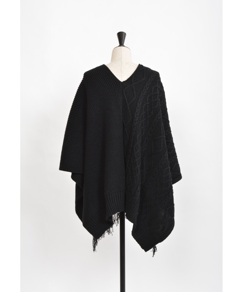 gomme（ゴム）の「ケーブルニット　ポンチョ（ポンチョ・レディース・ブラック・MEDIUM）」の8枚目の写真