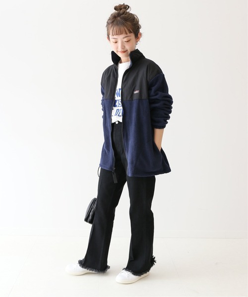 SLOBE IENA（スローブイエナ）の「【SUNRISE MILL】 YERGER フリースジャケット【洗濯機洗い可】◆（ブルゾン・レディース・ネイビー/ブラック・FREE）」の6枚目の写真