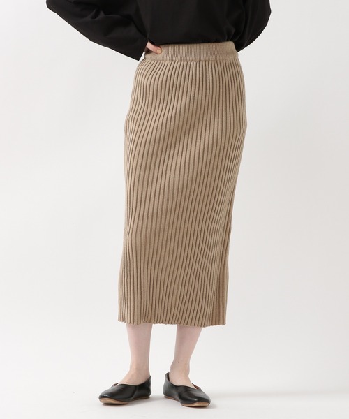 ALAND(エーランド)の「3.3Field Trip/RIBニットロングスカート 2239281(スカート・レディース・ブラック/ブラウン/アイボリー・FREE)」の3枚目の写真