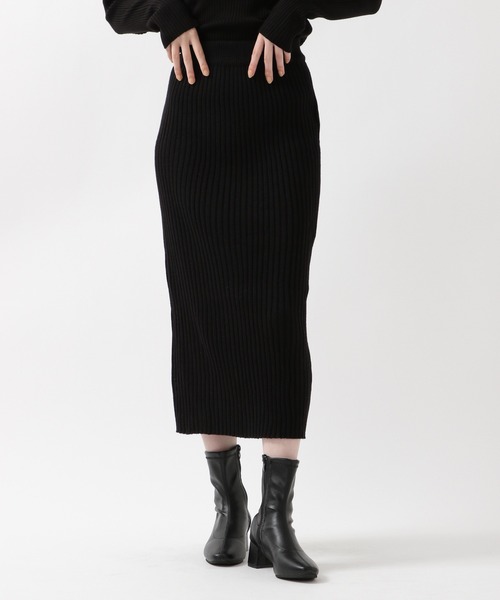 ALAND(エーランド)の「3.3Field Trip/RIBニットロングスカート 2239281(スカート・レディース・ブラック/ブラウン/アイボリー・FREE)」の2枚目の写真