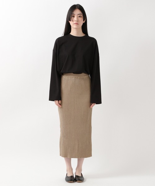 ALAND(エーランド)の「3.3Field Trip/RIBニットロングスカート 2239281(スカート・レディース・ブラック/ブラウン/アイボリー・FREE)」の6枚目の写真