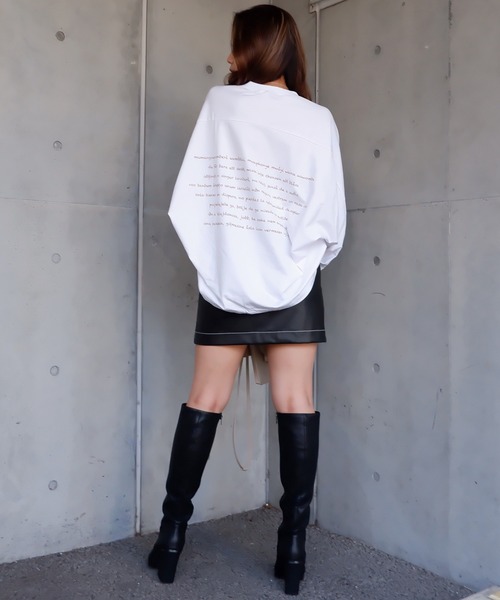 SPIRALGIRL（スパイラルガール）の「バックプリントドルマン長袖Tシャツ（Tシャツ/カットソー・レディース・ブラック/オフホワイト・FREE）」の6枚目の写真