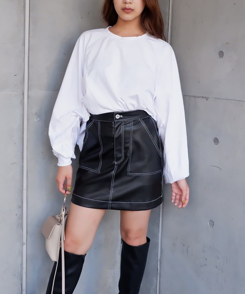 SPIRALGIRL（スパイラルガール）の「バックプリントドルマン長袖Tシャツ（Tシャツ/カットソー・レディース・ブラック/オフホワイト・FREE）」の21枚目の写真