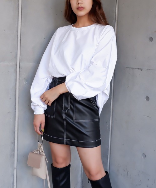 SPIRALGIRL（スパイラルガール）の「バックプリントドルマン長袖Tシャツ（Tシャツ/カットソー・レディース・ブラック/オフホワイト・FREE）」の18枚目の写真