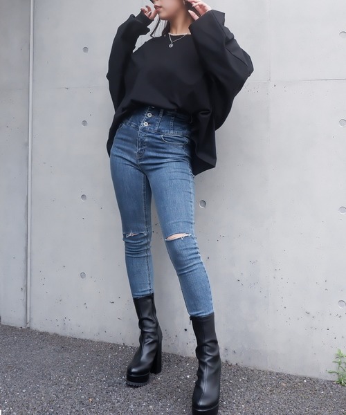 SPIRALGIRL（スパイラルガール）の「バックプリントドルマン長袖Tシャツ（Tシャツ/カットソー・レディース・ブラック/オフホワイト・FREE）」の22枚目の写真