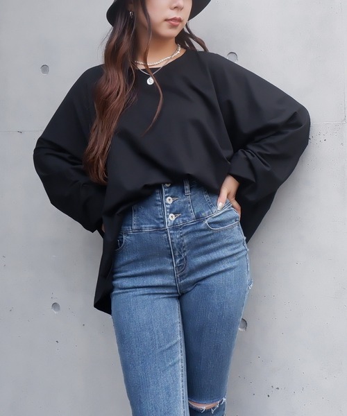 SPIRALGIRL（スパイラルガール）の「バックプリントドルマン長袖Tシャツ（Tシャツ/カットソー・レディース・ブラック/オフホワイト・FREE）」の16枚目の写真