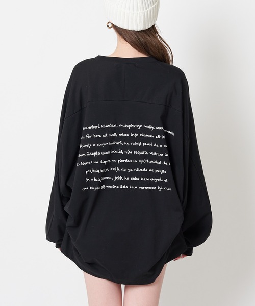 SPIRALGIRL（スパイラルガール）の「バックプリントドルマン長袖Tシャツ（Tシャツ/カットソー・レディース・ブラック/オフホワイト・FREE）」の7枚目の写真
