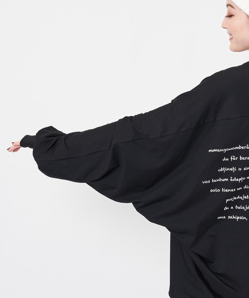 SPIRALGIRL（スパイラルガール）の「バックプリントドルマン長袖Tシャツ（Tシャツ/カットソー・レディース・ブラック/オフホワイト・FREE）」の12枚目の写真