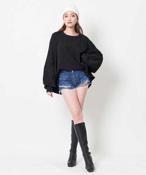 SPIRALGIRL（スパイラルガール）の「バックプリントドルマン長袖Tシャツ（Tシャツ/カットソー・レディース・ブラック/オフホワイト・FREE）」の20枚目の写真