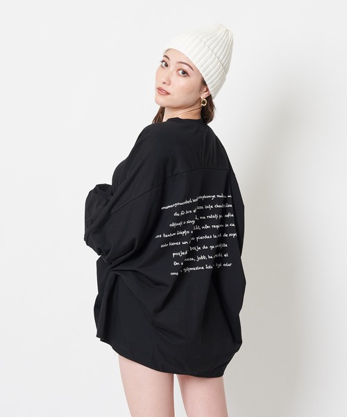 SPIRALGIRL（スパイラルガール）の「バックプリントドルマン長袖Tシャツ（Tシャツ/カットソー・レディース・ブラック/オフホワイト・FREE）」の15枚目の写真