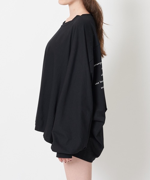 SPIRALGIRL（スパイラルガール）の「バックプリントドルマン長袖Tシャツ（Tシャツ/カットソー・レディース・ブラック/オフホワイト・FREE）」の4枚目の写真