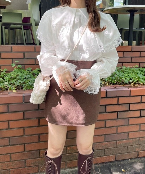 Heather(ヘザー)の「あいねねBIGエリブラウス 257754(シャツ/ブラウス・レディース・ブラック/オフホワイト・FREE)」の3枚目の写真