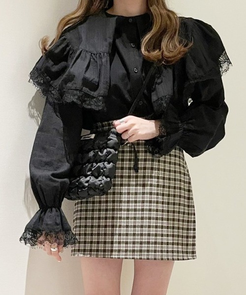 Heather(ヘザー)の「あいねねBIGエリブラウス 257754(シャツ/ブラウス・レディース・ブラック/オフホワイト・FREE)」の14枚目の写真