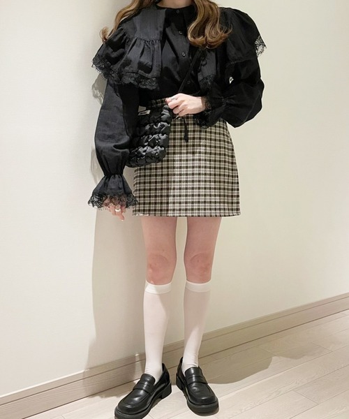 Heather(ヘザー)の「あいねねBIGエリブラウス 257754(シャツ/ブラウス・レディース・ブラック/オフホワイト・FREE)」の15枚目の写真