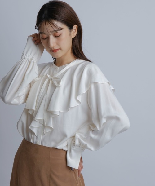レディース DEUXIEME CLASSE - 新品タグ付きCADUNEカデュネ♡ブラウス オフィシャル通販 CADUNE カデュネ パフ袖 ペプラムブラウス 38 シャツ/ブラウス(半袖/袖なし)