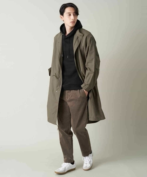 a.v.v(アーヴェヴェ)の「【イージーケア/洗濯機で洗える】ワイドシルエットスタンドモッズコート(モッズコート・メンズ・カーキ・44/46/48)」の3枚目の写真