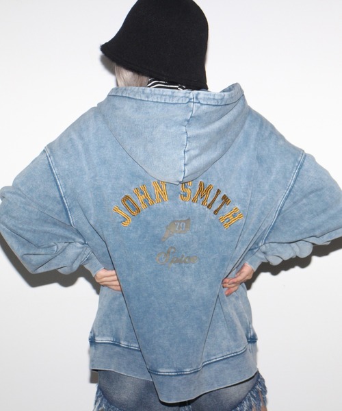 one way（ワンウェイ）の「【oneway Jeans】フード付きBACKロゴプルオーバー（パーカー・レディース・ホワイト/ライトブルー/ブラック/レッド/ライトグリーン・FREE）」の4枚目の写真