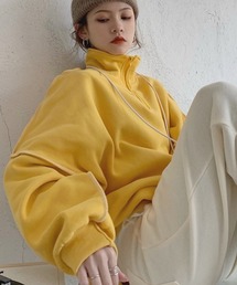 ROOPTOKYO | フロントジップ配色ステッチニットトレーナー(スウェット)