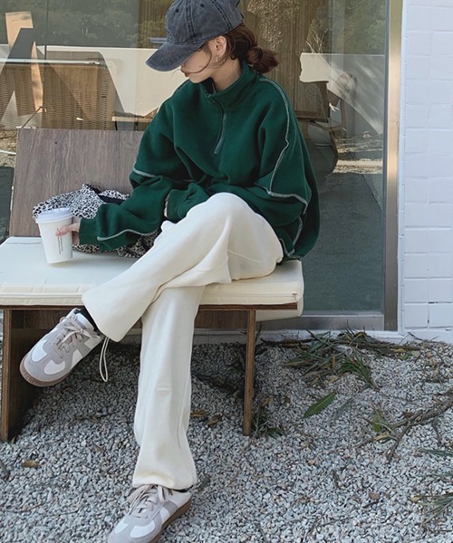 ROOPTOKYO(ループトウキョウ)の「フロントジップ配色ステッチニットトレーナー(スウェット・レディース・グリーン/イエロー・FREE)」の18枚目の写真