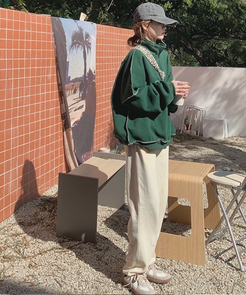 ROOPTOKYO(ループトウキョウ)の「フロントジップ配色ステッチニットトレーナー(スウェット・レディース・グリーン/イエロー・FREE)」の14枚目の写真