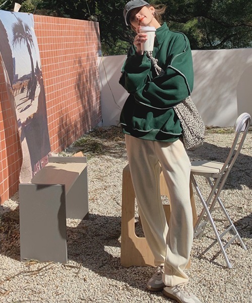 ROOPTOKYO(ループトウキョウ)の「フロントジップ配色ステッチニットトレーナー(スウェット・レディース・グリーン/イエロー・FREE)」の16枚目の写真