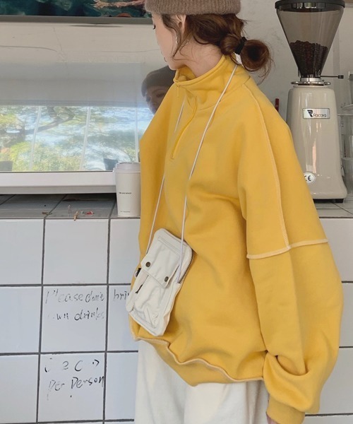 ROOPTOKYO(ループトウキョウ)の「フロントジップ配色ステッチニットトレーナー(スウェット・レディース・グリーン/イエロー・FREE)」の22枚目の写真