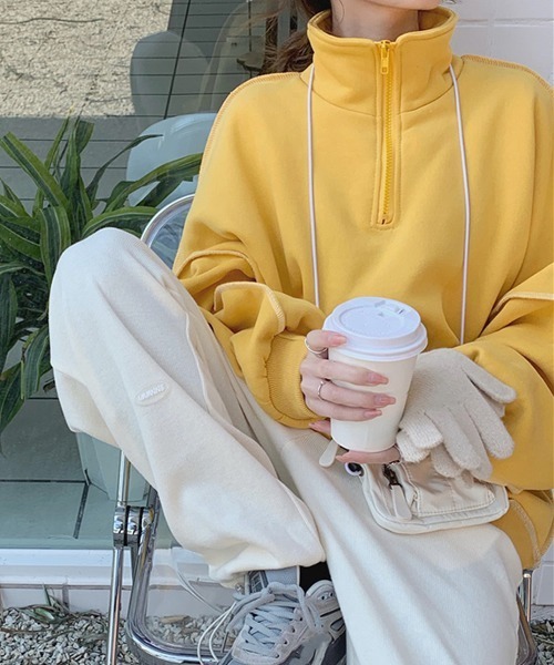 ROOPTOKYO(ループトウキョウ)の「フロントジップ配色ステッチニットトレーナー(スウェット・レディース・グリーン/イエロー・FREE)」の19枚目の写真