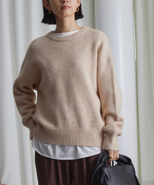 ECRIRE（エクリール）の「ドロップショルダーカラーニット（ニット/セーター・レディース・グリーン/アイボリー/カーキ/サックスブルー/ベージュ・M）」の12枚目の写真