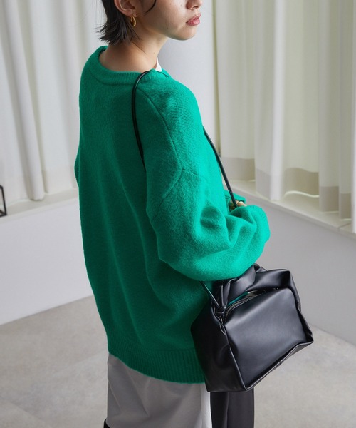 ECRIRE（エクリール）の「ドロップショルダーカラーニット（ニット/セーター・レディース・グリーン/アイボリー/カーキ/サックスブルー/ベージュ・M）」の21枚目の写真