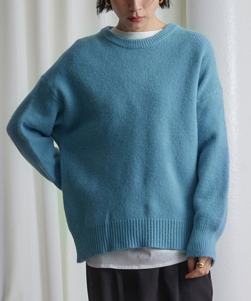 ECRIRE（エクリール）の「ドロップショルダーカラーニット（ニット/セーター・レディース・グリーン/アイボリー/カーキ/サックスブルー/ベージュ・M）」の14枚目の写真