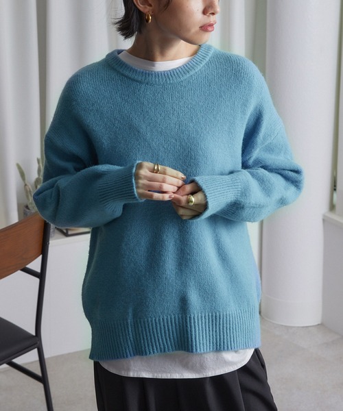 ECRIRE（エクリール）の「ドロップショルダーカラーニット（ニット/セーター・レディース・グリーン/アイボリー/カーキ/サックスブルー/ベージュ・M）」の11枚目の写真