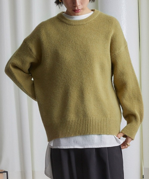 ECRIRE（エクリール）の「ドロップショルダーカラーニット（ニット/セーター・レディース・グリーン/アイボリー/カーキ/サックスブルー/ベージュ・M）」の13枚目の写真