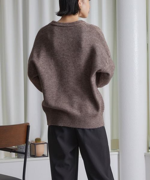 ECRIRE（エクリール）の「ドロップショルダーカラーニット（ニット/セーター・レディース・グリーン/アイボリー/カーキ/サックスブルー/ベージュ・M）」の22枚目の写真