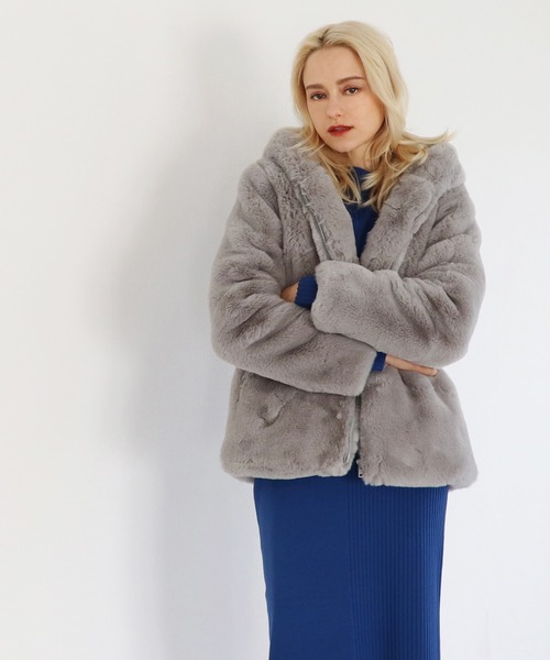 APPARIS（アパリス）の「【APPARIS/アパリス】ZIPフェイクファーコート（その他アウター・レディース・ブラック/グレー・34）」の8枚目の写真