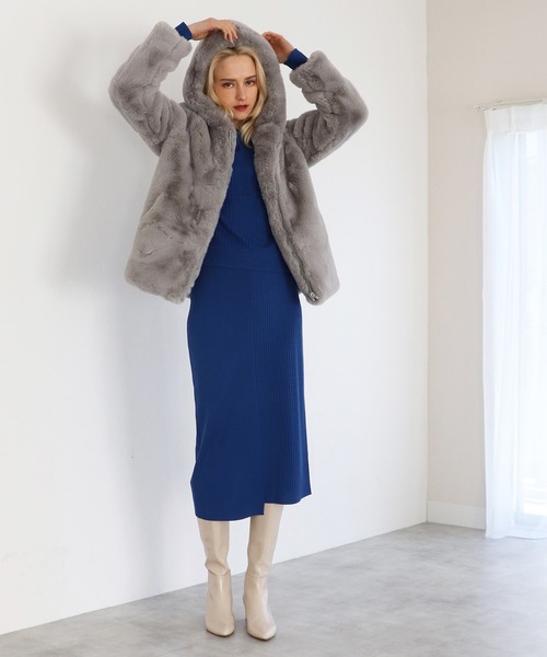 APPARIS（アパリス）の「【APPARIS/アパリス】ZIPフェイクファーコート（その他アウター・レディース・ブラック/グレー・34）」の11枚目の写真